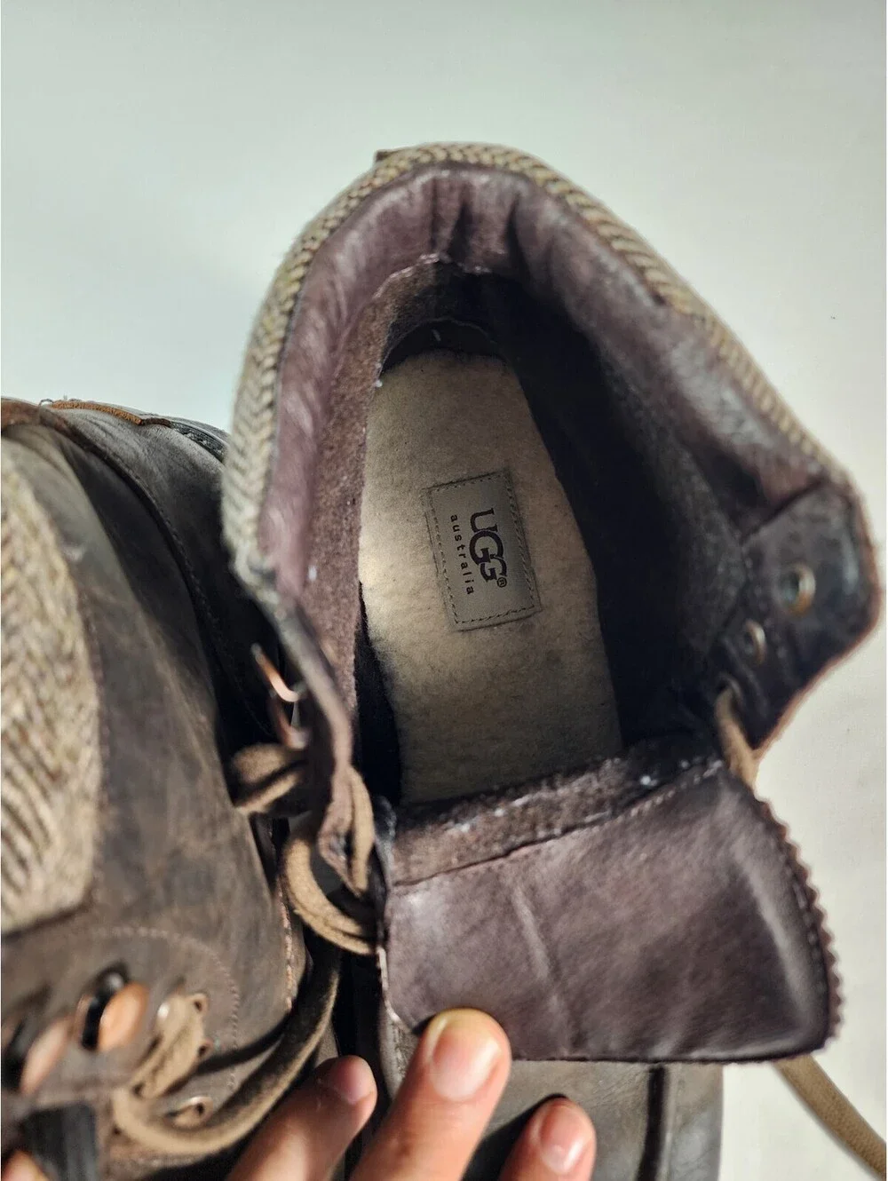 UGG Brown Leather Water Proof Discontinued Men's Boots Size 10
